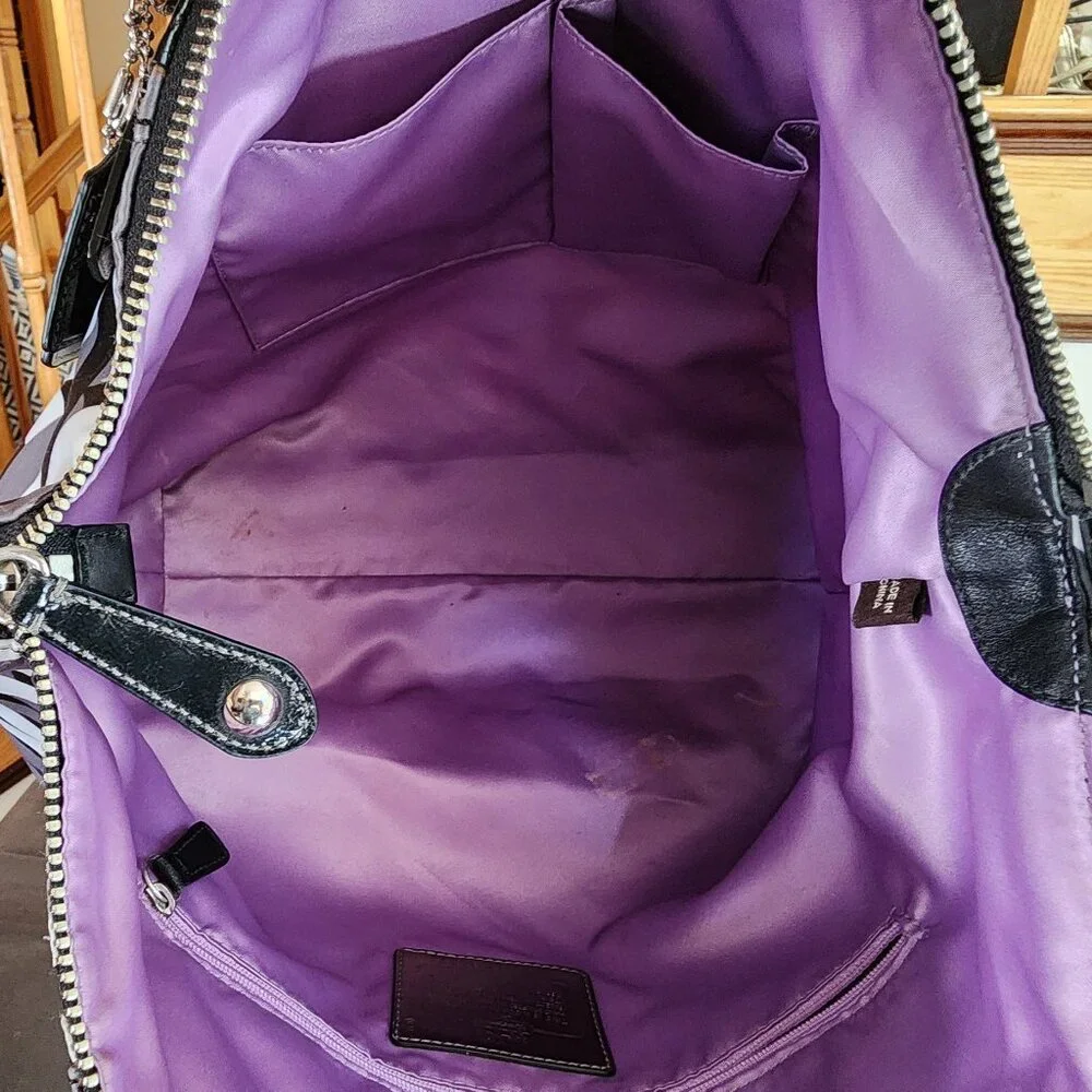 COACH H0968-14321 Madison Claire Op-Art Sateen Chain Link 2-Way Hobo Pur… - Picture 13 of 16